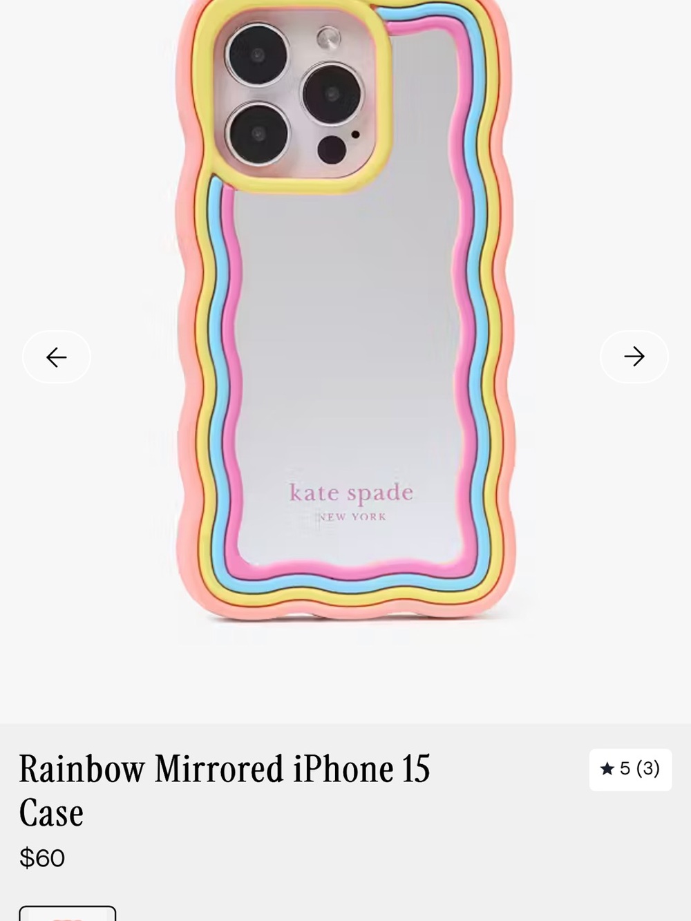kate spade Pink wavy Mirrored iPhone Case for iPhone 15 pro